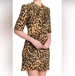 Stella McCartney leopard print short sleeve mini dress with pockets New NWT 10 - Picture 1 of 11