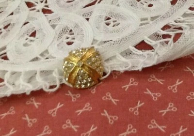 Botón de vástago dorado vintage con cristales - nunca usado - B20 Foto 1 de 3