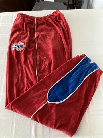 Unique NBA LA Clippers Mens Sz XXL Red Fleece Jogger Track Pants Zip Ankle TS2 Cover