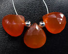Carnelian Natural Gemstone Heart Faceted Beads 15Ct 10X11-10X12mm 3Pc L-0522