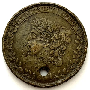 Ficha de tiempos difíciles de ni un centavo 1841 1C Millions for Defense HT-58: perforada - Imagen 1 de 2