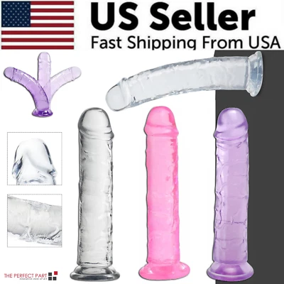 Jelly Dong Dildo Suction Cup G-Spot Waterproof Realistic Cock Veined Dildos Anal - Image 1 of 4