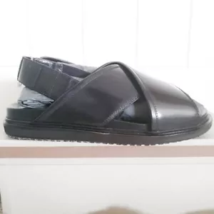 Marni Simple Women's 6.5 39.5 Fussbett Criss-Cross Sandals in Black Chunky Boxed - Picture 1 of 12