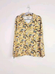 Vera Bradley Long Sleeve Shirt Size XL Button Pajama Top French Hens Paisley - Picture 1 of 9
