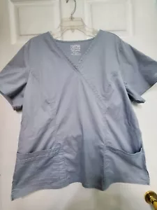 Cherokee CORE STRETCH Scrub Top size 2X- Grey Classic V-Neck-Chest 27"/L 28.5" - Picture 1 of 5