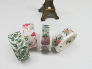 Special! Japan Washi Tape - Cactus Greens Flowers Flamingo 15mm x 2m MT378 - Picture 1 of 9
