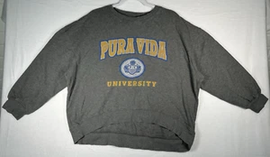 Pura Vida University graues Sweatshirt Oversized Rundhals Baumwolle Gr. L - Bild 1 von 24
