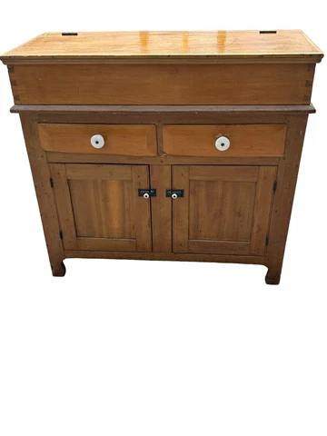 antique  pine lift lid dry sink cabinet cupboard berks county 1850 primitive Cover