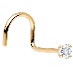 Perçage anneaux osseux vis or massif diamant 14 carats avec petit bijou de 2 mm