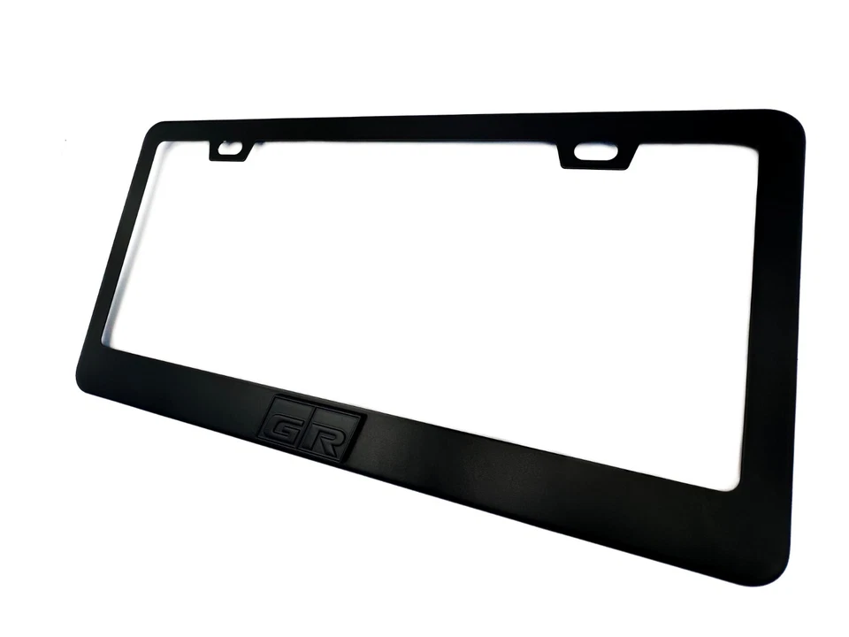 BLACK GR86 GR Emblem License Plate Frame with satin matte Logo Stainless Steel - Image 1 of 3