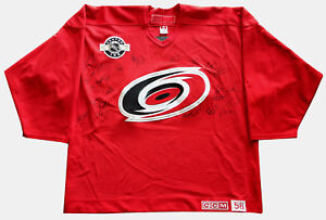 2005-06 Carolina Hurricans Stanley Cup team signed game used jersey 24 auto COA