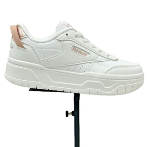 Reebok Tech Geo Youth Girl's Casual Sneakers Size 2Y White/Rose Gold Lace up - Picture 1 of 15