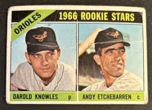 1966 Topps Orioles Rookie Stars Darold Knowles Andy Etchebarren #27 Poor Creased - Picture 1 of 2
