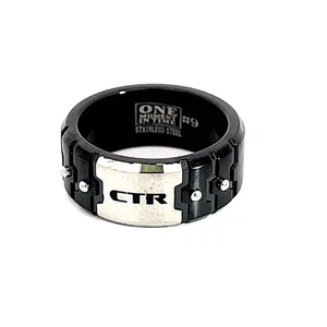 Anillo negro de acero inoxidable J172 talla 8 mormón un momento en el tiempo LDS CTR - Imagen 1 de 5