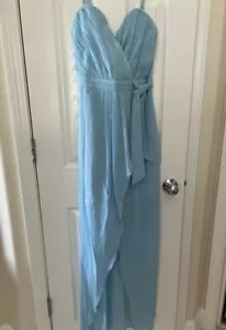 NWT Strappy formal occasion bridesmaid or prom dusty blue dress junior 8 - Picture 1 of 9