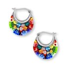 Colorful Gorgeous Hoop Earrings Fashion Daisy Flower Murano Style Millefiori
