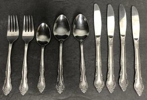 Rogers Roberts Dream Rose Flatware Floral Set of 9 Pieces Forks Spoons Knives - Picture 1 of 12