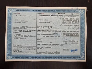 350 Rechte Garantie Pennsylvania Salt Manufacturing Co 24.04.1952 - Bild 1 von 2