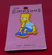 Bart Simpson Seated Simpsons 1991 Matt Groening Plastic Pin Badge CREASED Card