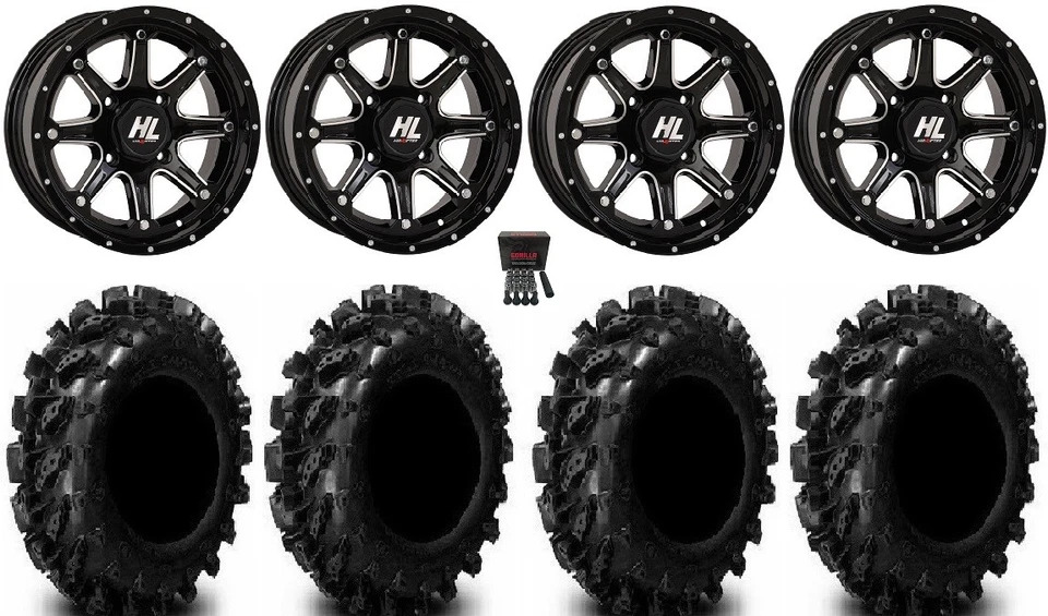 High Lifter HL4 14" Wheels Mh 29.5" Swamp Lite Tires Kawasaki Brute Force IRS - Image 1 of 4
