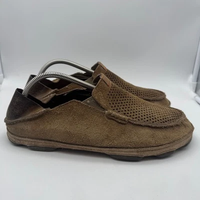Zapatos Mocasines Olukai Moloa Kohana Hombres Talla 10 Beige Gamuza Cuero Sin Cordones Foto 1 de 4