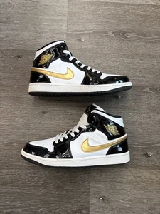 Air Jordan 1 Mid "Patent Black White Gold" **GEBRAUCHT** - Bild 1 von 7