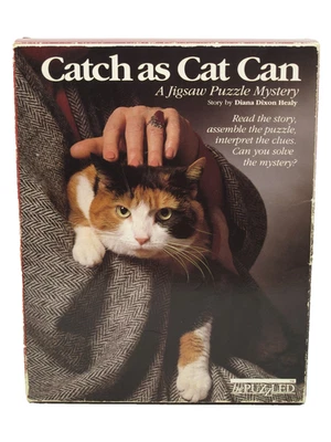 VTG Open Box Catch as Cat Can 1988 Jigsaw Puzzle Mystery Diana Dixon Healy~READ - Image 1 of 4