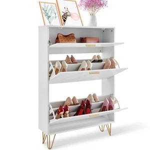 Shoe Cabinet with 3 Flip Drawers Shoe Storage Cabinet for Entryway Hallway - Picture 1 of 12