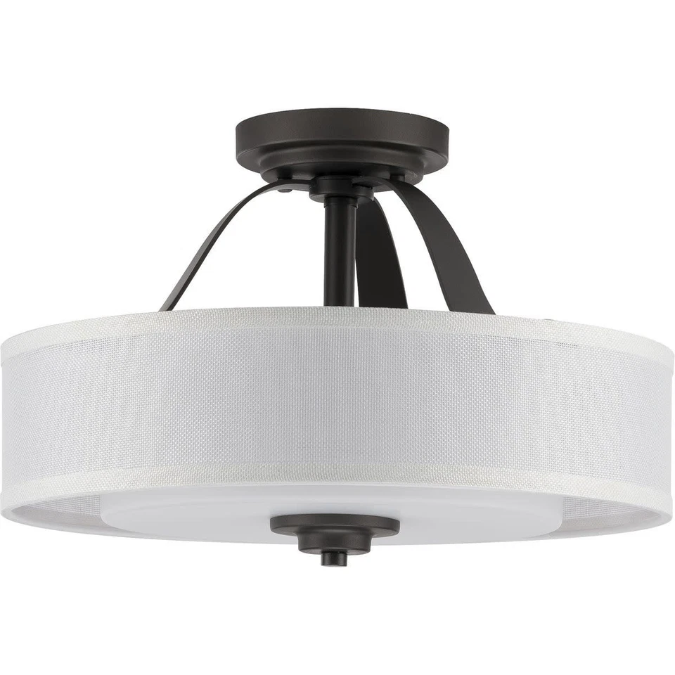 Progress Lighting P350098 Kene 2 Light 16"W Semi-Flush Ceiling - Grey - Image 1 of 4