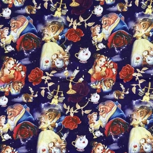 Beauty & The Beast Disney Princess Character Fabric Poly Cotton Fat Quarter - Picture 1 of 5