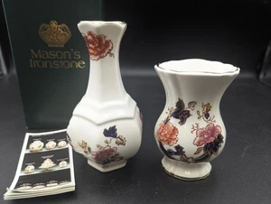 2x Masons Ironstone Mandalay kleine Vasen - 13 cm & 10 cm Höhe - Bild 1 von 6