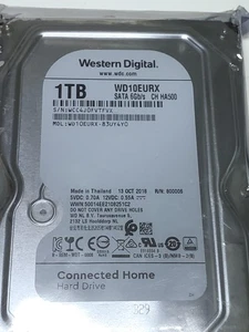 Western Digital Hard Drive WD10EURX AV-GP 1TB Internal 3.5” Connected Home Hard - Picture 1 of 6