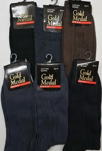 Vintage neu in Verpackung Goldmedaille Strumpfsocken Herren 10-13 6 Paar Baumwolle Nylon Farben variieren - Bild 1 von 9