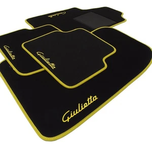 Tappetini Auto per Alfa Romeo Giulietta 2010-2020 Ricamato Bordo Giallo - Picture 1 of 1