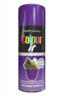 Proper Purple Aerosol Spray Paint All-Purpose Gloss Wood Metal Spray 250ml - Image 1 of 2