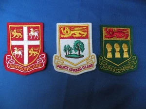 3 Canada Province Crest Coat of Arm Patches Prince Edward Isl Saskatchewan Newfo - Picture 1 of 4