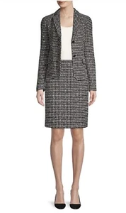 Boss Women Tweed Jomanda Blazer Suit Jacket and Skirt Black White US8 $445+$225 - Picture 1 of 11