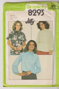 8293 SIMPLICITY c.1977 - Pullover BLOUSE - Sz M 14/16 B 36/38" - Picture 1 of 2