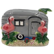 St. Nicholas Square Cookie Jar Flamingo Airstream Camper Trailer Christmas