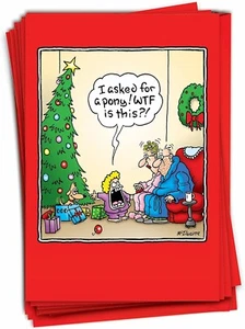 12x NobleWorks Funny Christmas Cards w/ Envelopes - Wtf is this?! (B5899) - Picture 1 of 6