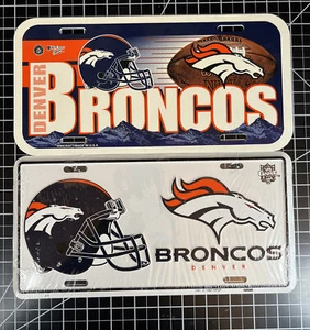 Vintage 1997 Denver Broncos Metal & Plastic License Plate NFL Football 12x6 Lot - Picture 1 of 14