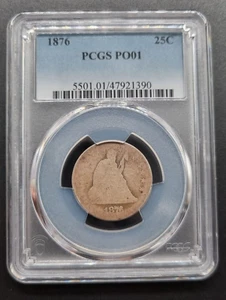 1876 Seated Liberty Quarter 25c Lowball PCGS PO1 POOR 1 #64529 - Picture 1 of 2