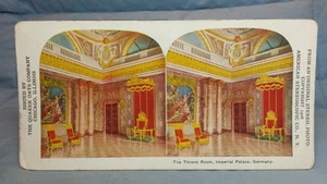 Antique Stereoview Card "The Throne Room Imperial Palace Germany" Quaker Oats Co - Picture 1 of 2