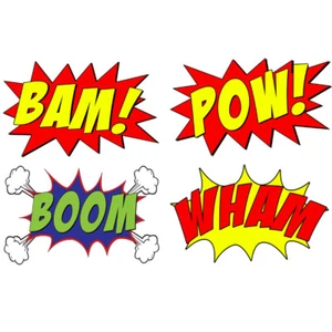 VWAQ Comic Book Set Of 4 Wall Decal Sound Effects Comic Book Bam Pow Boom - Picture 1 of 1