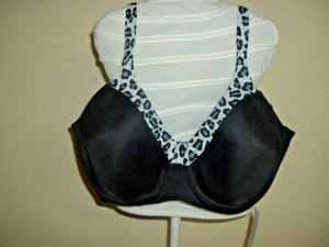 New Leading Lady Plus Size 50DD Black, Leopard Bra Wide Band Adjustable Straps - Picture 1 of 11