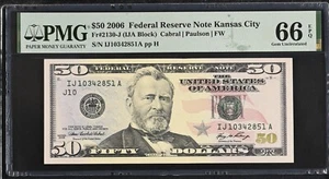 2006 $50 Federal Reserve Note Fr-2130-J Kansas City PMG66 Gem EPQ - Picture 1 of 2