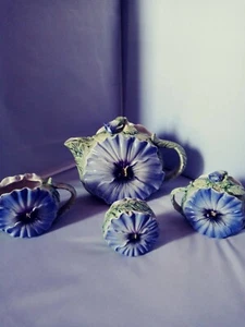 Tea set purple pansy included 4 pieces - Picture 1 of 6