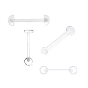 Pack of 4 Transparent Clear 14 Gauge Tongue Retainer Men Women Tongue Piercing - Picture 1 of 17