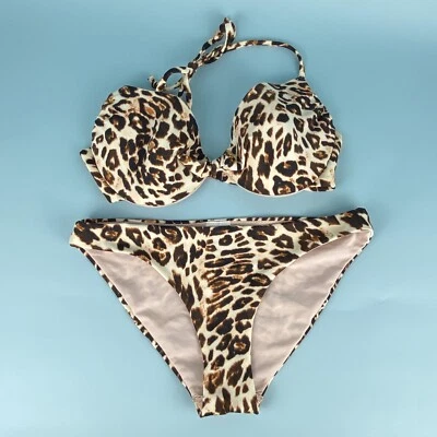 Parte superior e inferior de bikini con aros push up estampado animal estampado leopardo talla 8/34C H&M Foto 1 de 4
