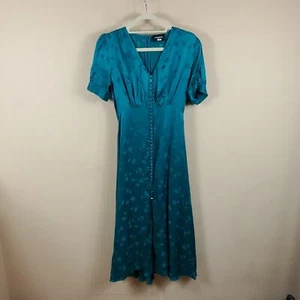 The Kooples DAMAGED Teal Button Front Robe Dress Size 2 - Picture 1 of 12